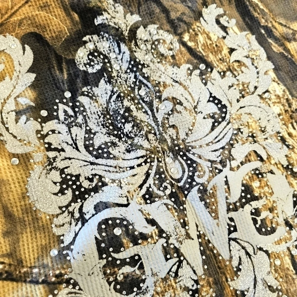GIRLS WITH GUNS camo print lace top mossy oak country tee top shirt sz S… - Picture 6 of 14